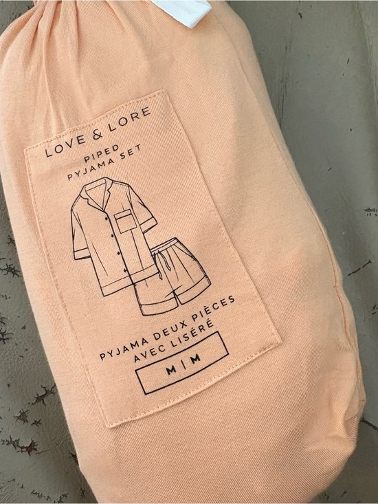 Love & Lore Other - Love & Lore Peach Piped Pyjama Set - Women's Two-Piece Sleepwear